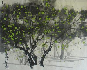 درخت کنار - جزیره کیش - نقاشی چینی از غزاله اخوان زنجانی